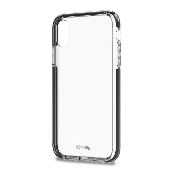 Celly Hexagon HEXAGON998BK - Cover per cellulare - elastomero termoplastico (TPE), KIBITON rubber - nero, trasparente - per Apple iPhone XR
