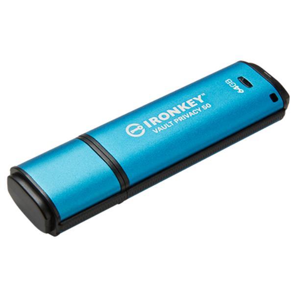 Kingston IronKey Vault Privacy 50 Series - Chiavetta USB - crittografato - 64 GB - USB 3.2 Gen 1 - Compatibile TAA