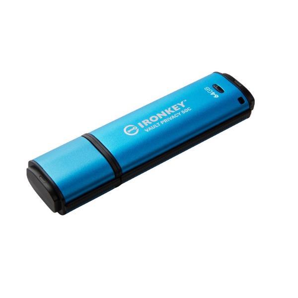 Kingston IronKey Vault Privacy 50C - Chiavetta USB - crittografato - 64 GB - USB-C 3.2 Gen 1 - Compatibile TAA