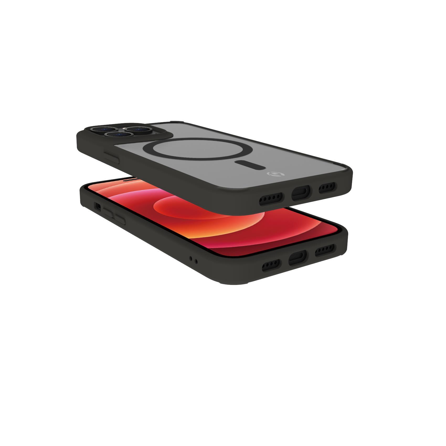 Celly MAGMATT - Cover per cellulare - compatibile MagSafe - policarbonato, TPU (poliuretano termoplastico) - nero, trasparente - per Apple iPhone 14 Pro Max