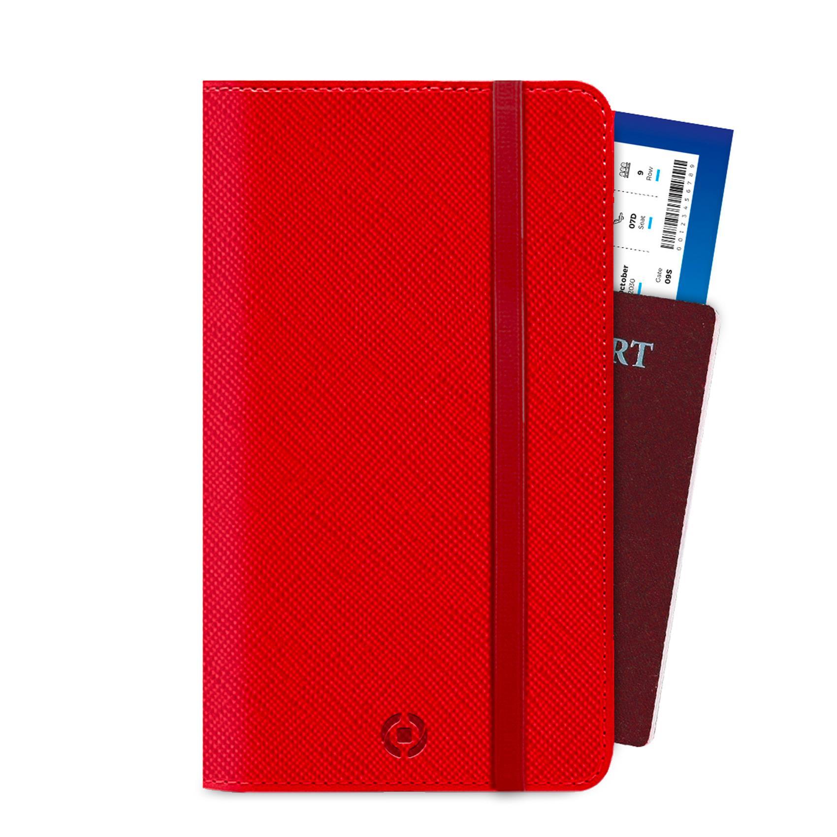Celly Venere Passport - Astuccio per denaro/documenti di viaggio - similpelle - rosso