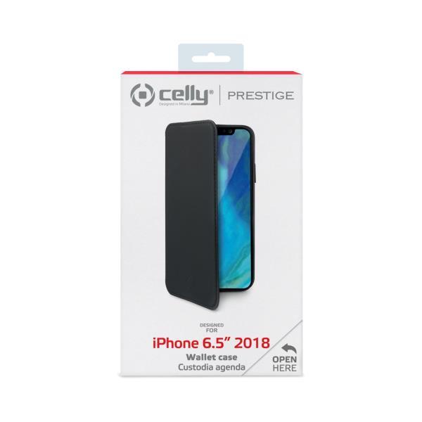 Celly Prestige PRESTIGE999BK - Flip cover per cellulare - nero opaco - per Apple iPhone XS Max