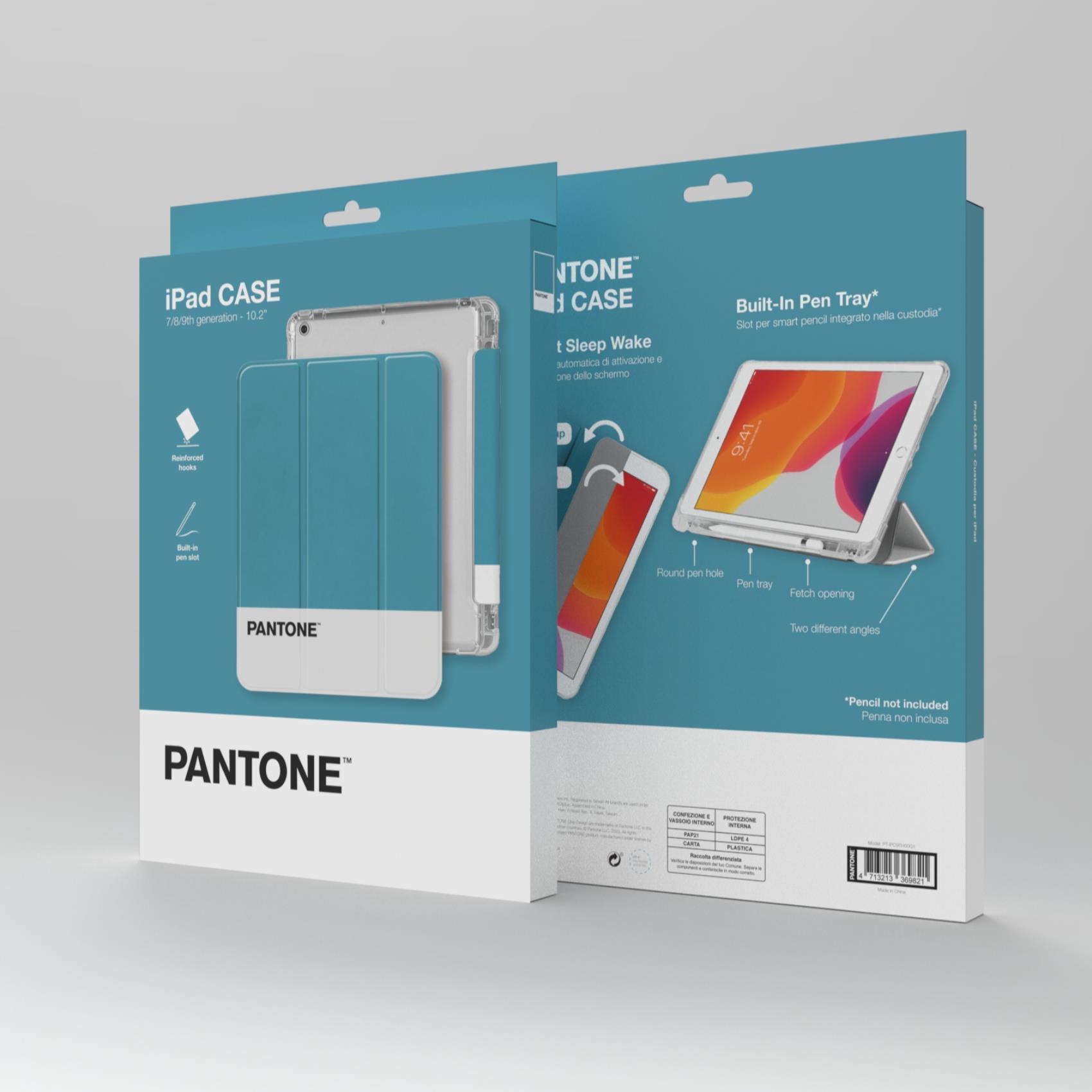 PANTONE iPAD 7/8/9 GEN COVER FOLIO IN TPU AZZURRO