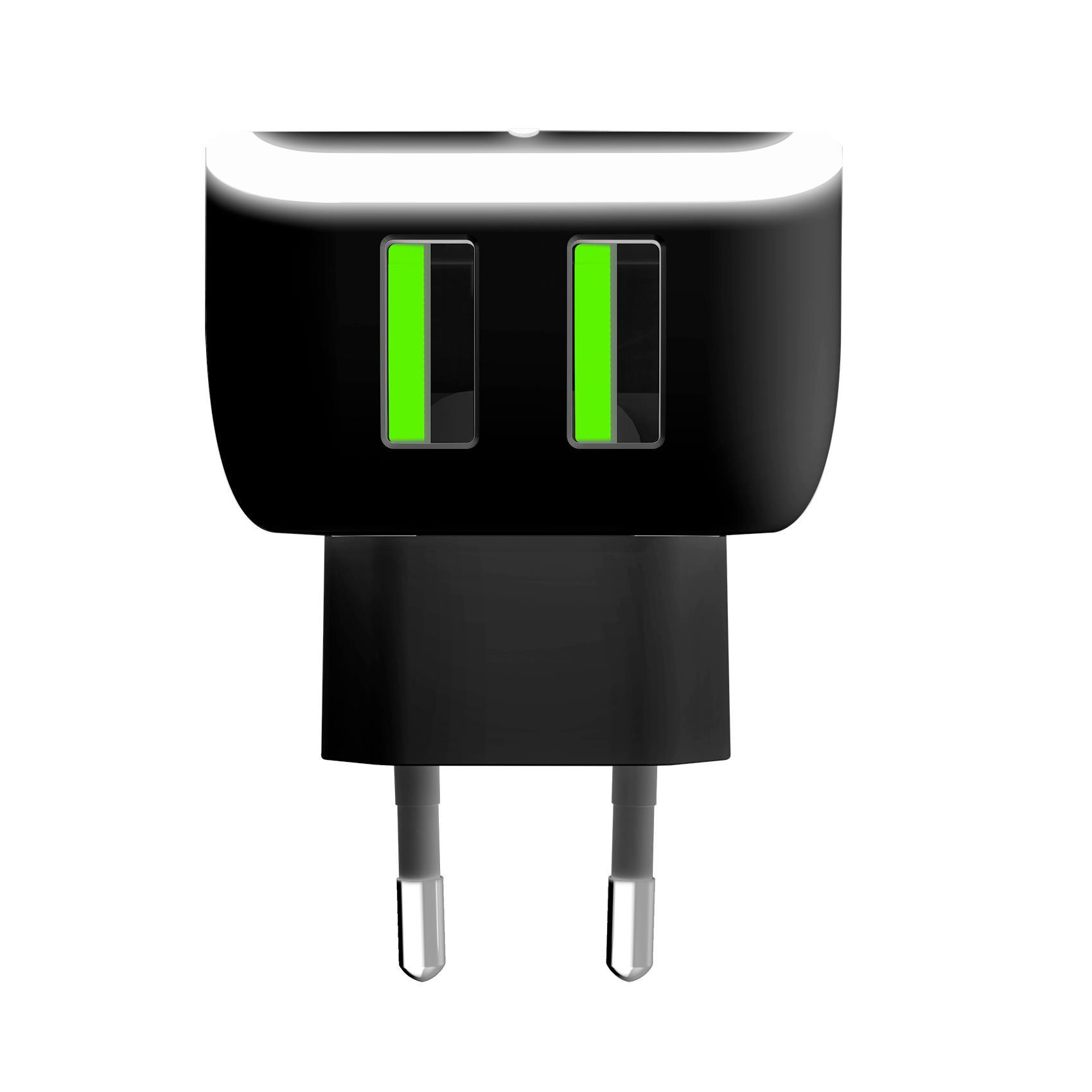 Celly - TC2USBLED - 2 USB-A Wall Charger with Night Light 12W TURBO