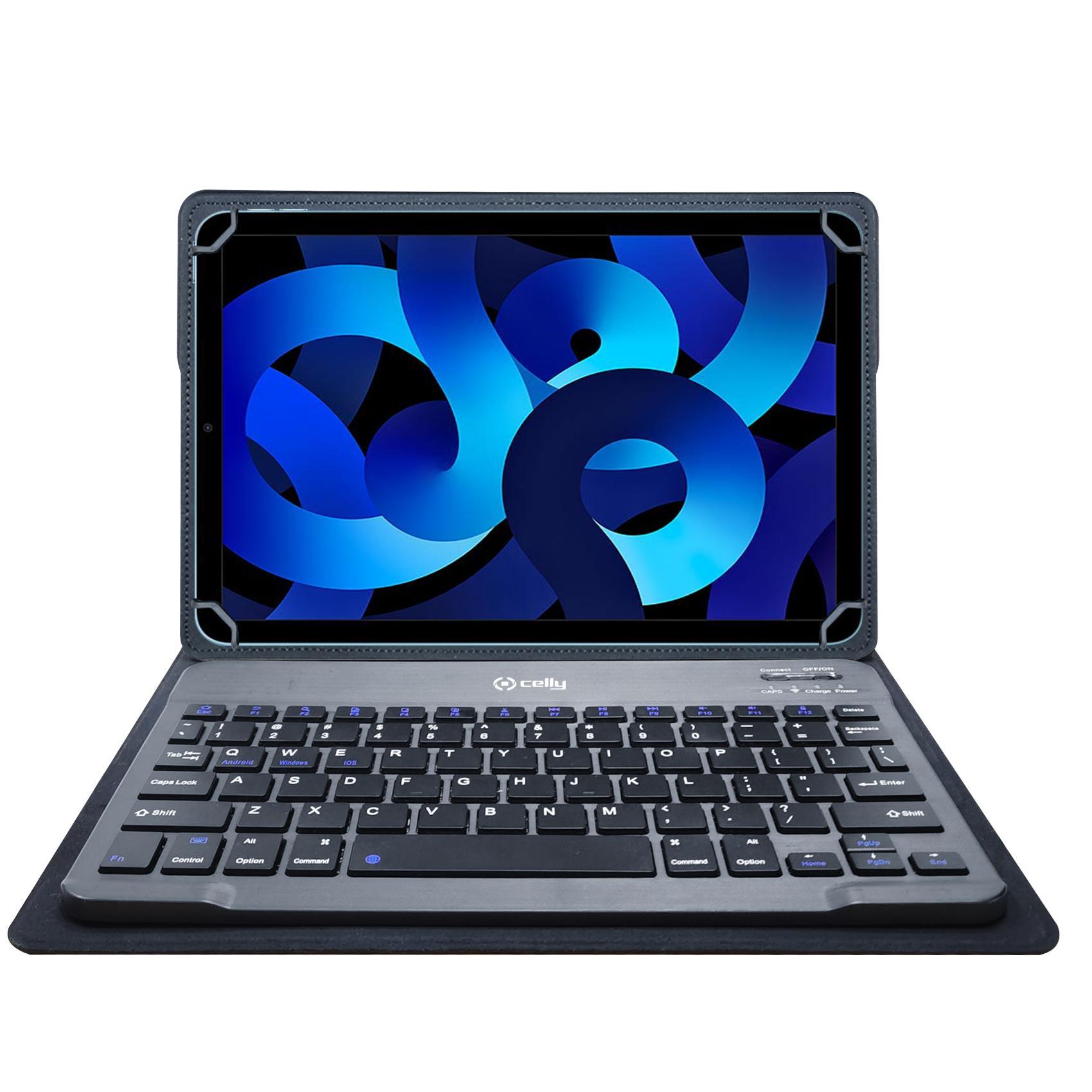 CELLY UNIVERSAL FOLIO CUSTODIA UNIVERSALE PER TABLET DA 9" A 11" TASTIERA WIRELESS INCLUSA NERO