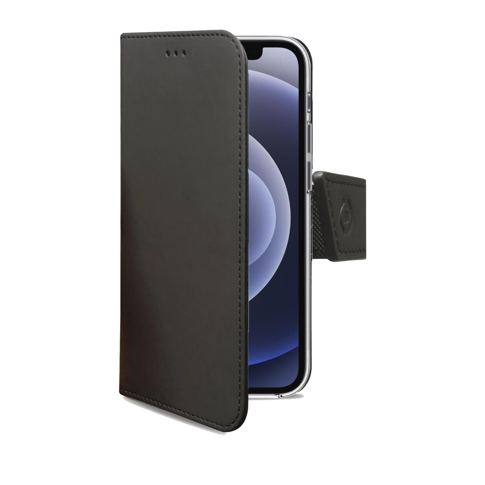 Celly Wally - Flip cover per cellulare - similpelle - nero - per Apple iPhone 13 mini