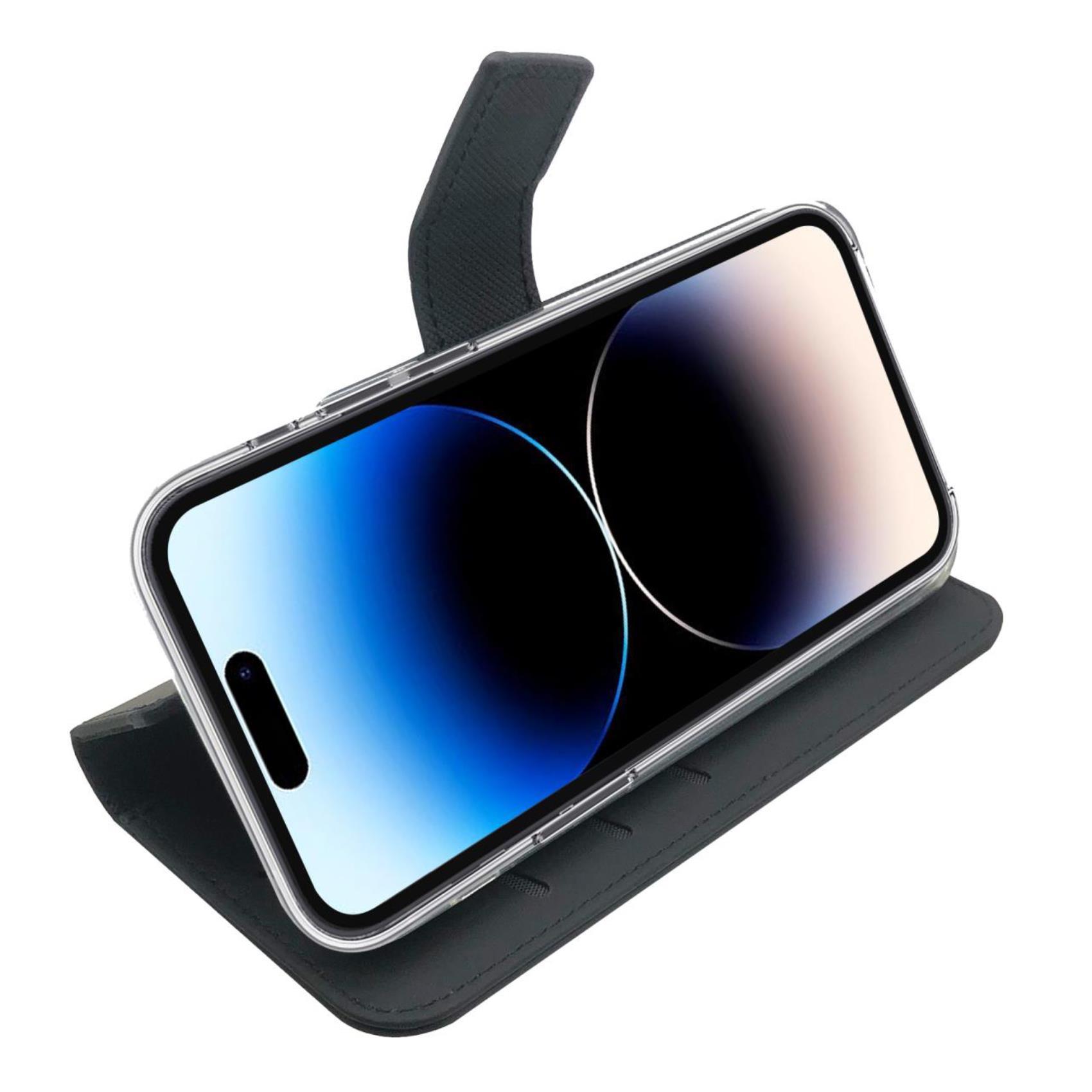 Celly Wally - Flip cover per cellulare - similpelle - nero - per Apple iPhone 14 Pro