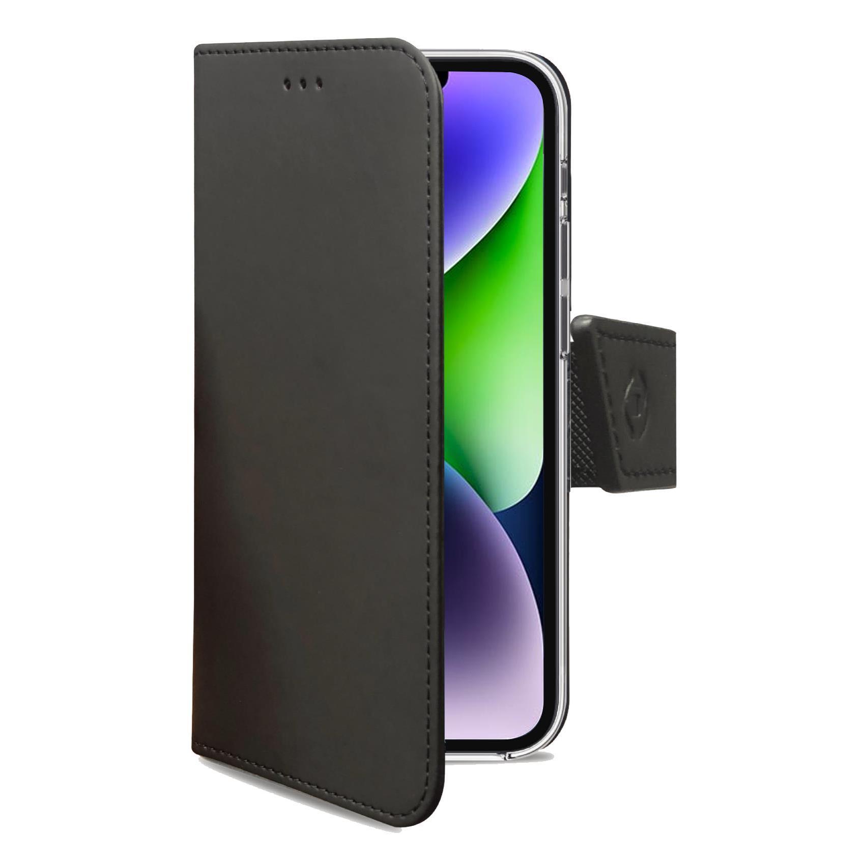Celly Wally - Flip cover per cellulare - similpelle - nero - per Apple iPhone 14 Plus