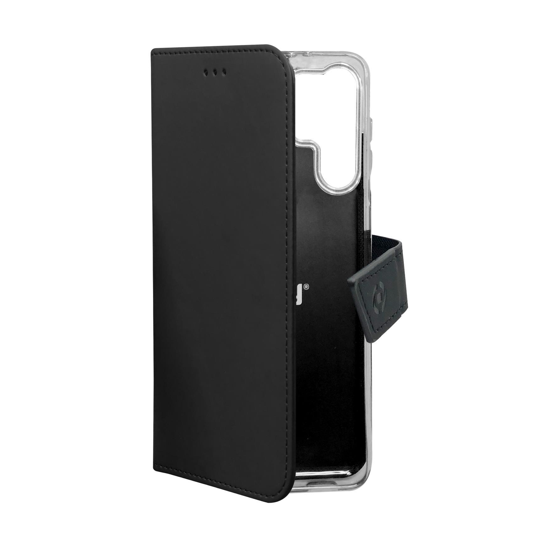 Celly Wally - Flip cover per cellulare - similpelle - nero - per Samsung Galaxy S23 Ultra