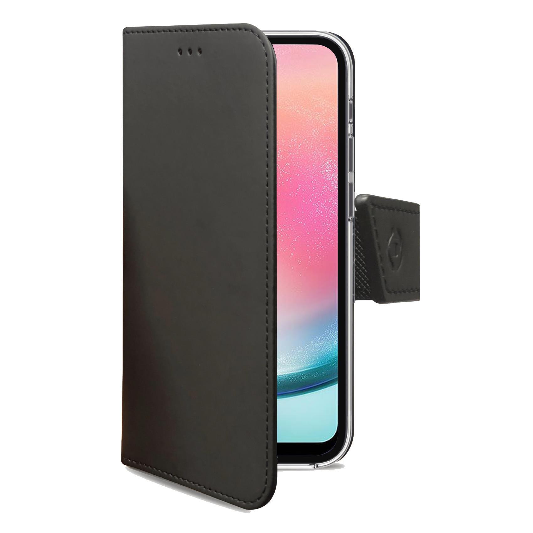 Celly Wally - Flip cover per cellulare - similpelle - nero - per Samsung Galaxy A24