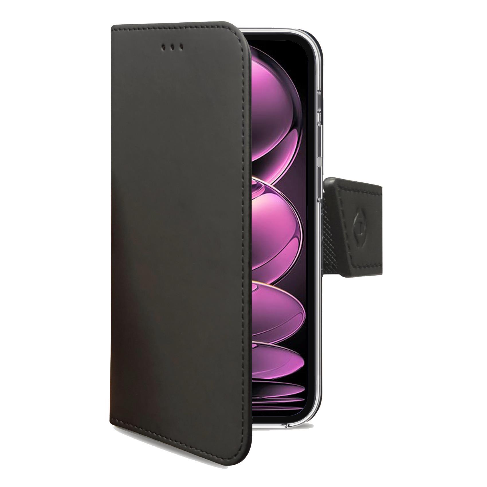 Celly Wally - Flip cover per cellulare - similpelle - nero - per Xiaomi Redmi Note 12 Pro