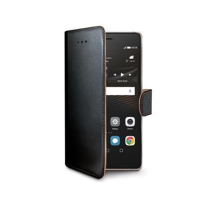 Celly Wally WALLY564 - Flip cover per cellulare - ecopelle - nero - per Huawei P9 lite