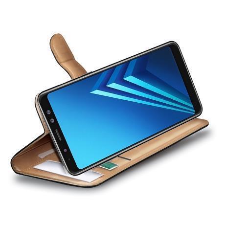 Celly Wally - Flip cover per cellulare - similpelle - nero - per Samsung Galaxy A8+ (2018)