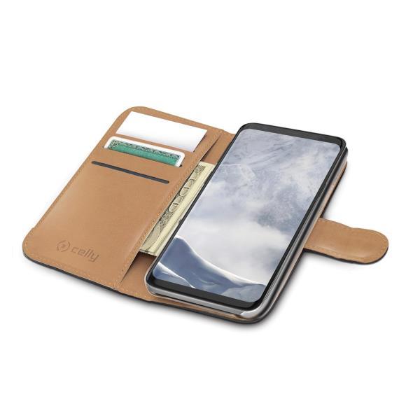 Celly Wally WALLY790 - Flip cover per cellulare - finta pelle - nero - per Samsung Galaxy S9