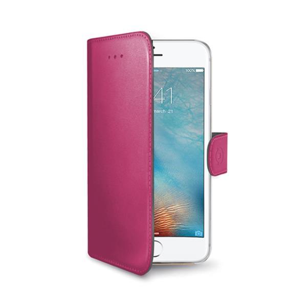 Celly WALLY800PK - Flip cover per cellulare - plastica, similpelle - rosa - per Apple iPhone 7, 8, SE (2ª gen)