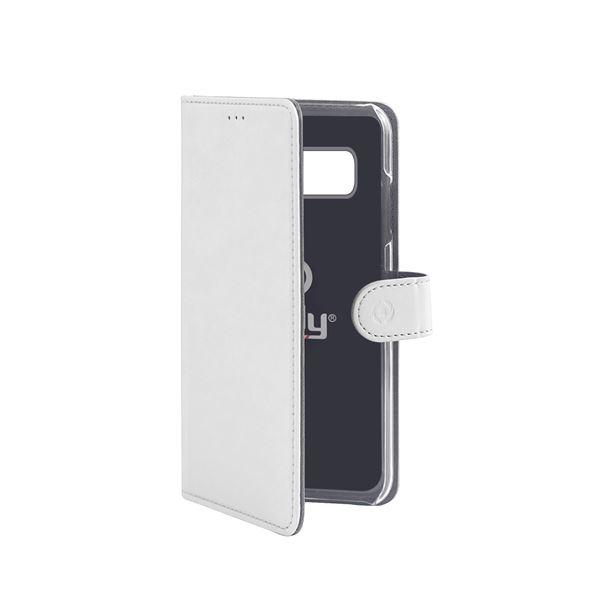 Celly Wally WALLY892WH - Flip cover per cellulare - plastica, finta pelle - bianco - per Samsung Galaxy S10e