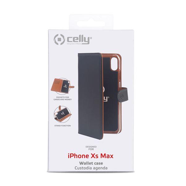 Celly Wally WALLY999 - Flip cover per cellulare - similpelle - nero - per Apple iPhone XS Max