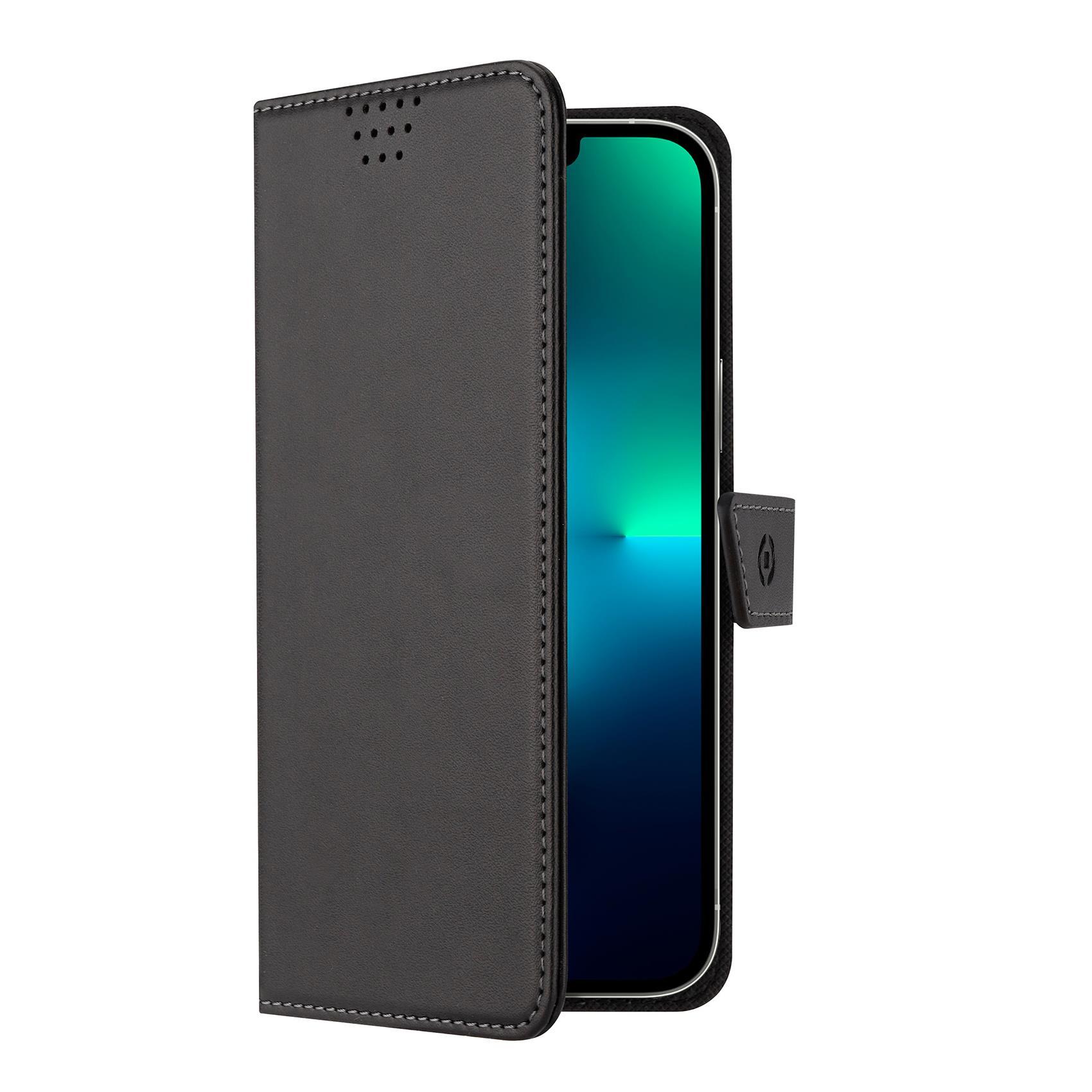 Celly Wallymag - Flip cover per cellulare - compatibile MagSafe - plastica, similpelle - nero - per Apple iPhone 14 Plus