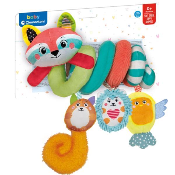 CLEMENTONI HAPPY ANIMALS SOFT SPIRALE PASSEGGINO PELUCHES PER NEONATO