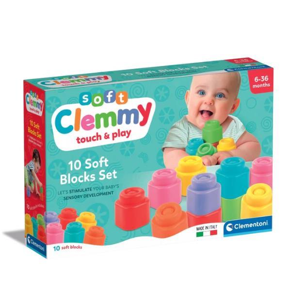 CLEMENTONI SOFT CLEMMY 10 MATTONCINI IN GOMMA GIOCO …