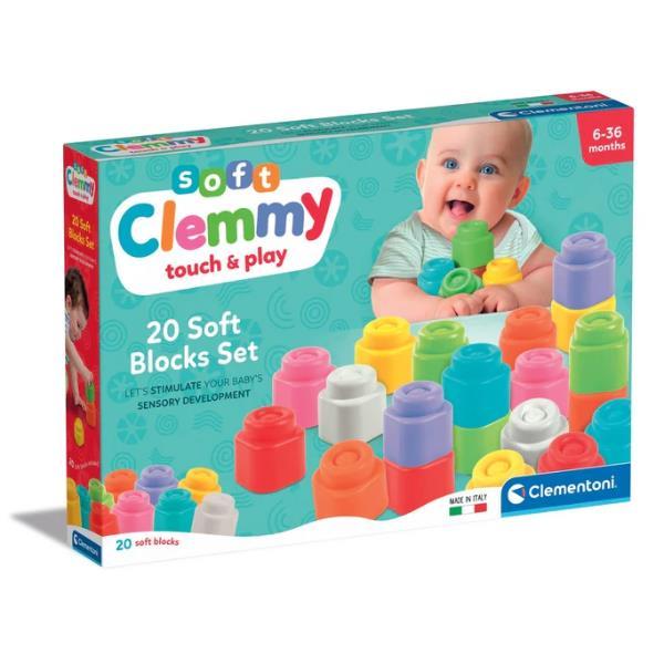 CLEMENTONI SOFT CLEMMY 20 MATTONCINI IN GOMMA GIOCO …