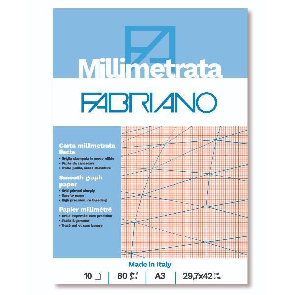 Blocco carta millimetrata A3 80gr 10fg Fabriano