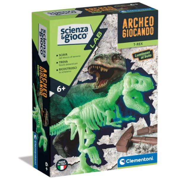 CLEMENTONI SCIENZA E GIOCO ARCHEOGIOCANDO TIRANNOSAURUS REX LABORATORIO DI PALEONTOLOGIA LUMINOSO AL BUIO