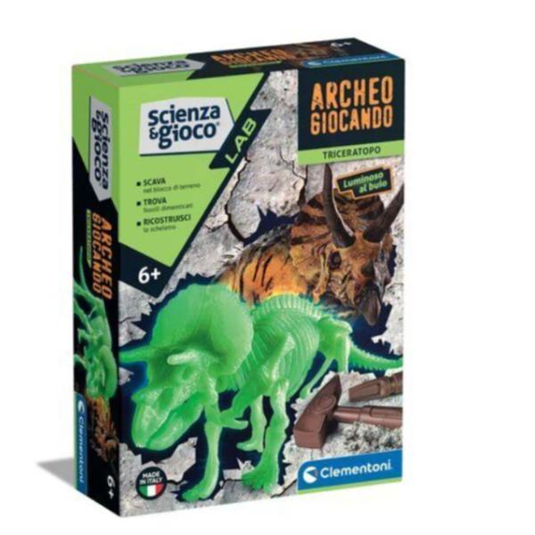 CLEMENTONI SCIENZA E GIOCO LABORATORIO ARCHEOGIOCANDO TRICERATOPO KIT FOSSILI DA SCAVARE E ASSEMBLARE