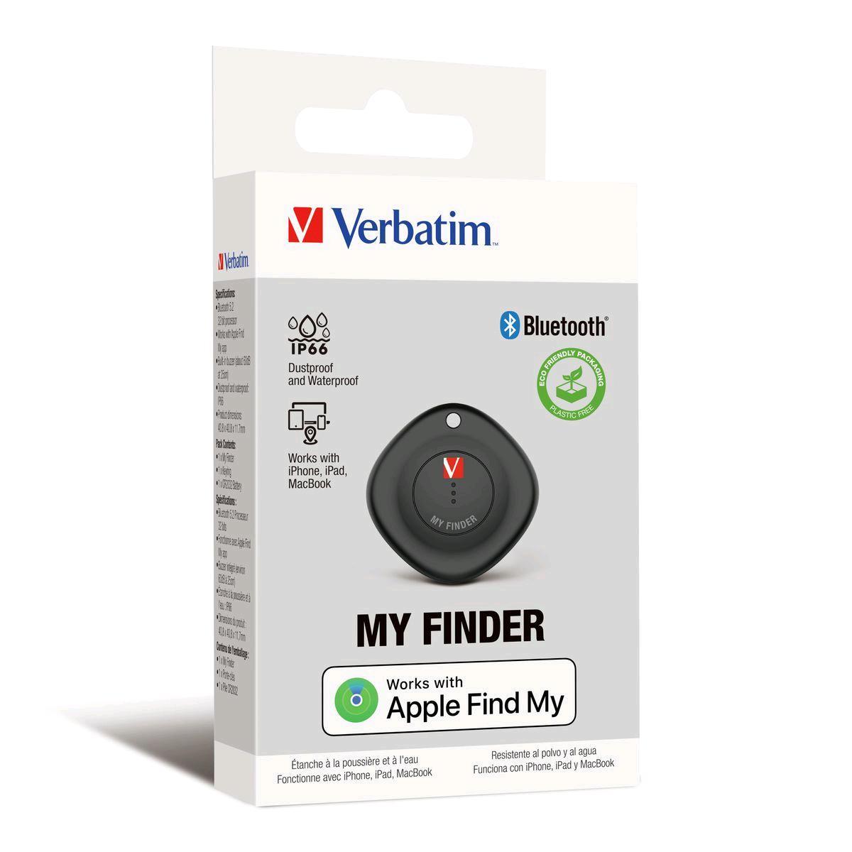 VERBATIM MYF-01 APPLE FIND MY BLUETOOTH FINDER IP66 PER Apple iPhone, iPad, MacBook BLACK