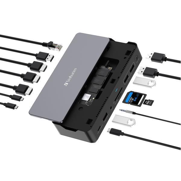 Verbatim Docking station USB C 15 IN 1 HDMI con SLOT SSD 8K PD80W