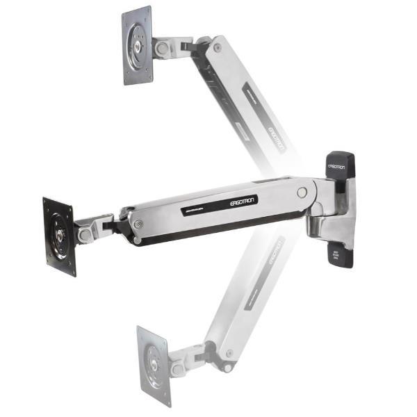 Ergotron Interactive Arm LD - Kit montaggio (braccio snodato, adattatore VESA, staffa di montaggio a parete) - Tecnologia brevettata Constant Force - per display LCD - Alluminio - rifinito in nero, alluminio lucidato - dimensione schermo: fino a 42"