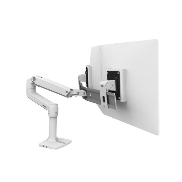Ergotron LX - Kit montaggio (braccio snodato, 2 snodi, archetto per doppio display, base, morsetto da scrivania formato da 2 pezzi, asta da 8", estensione) - per 2 display LCD - diretto duale - bianco - dimensione schermo: fino a 25"