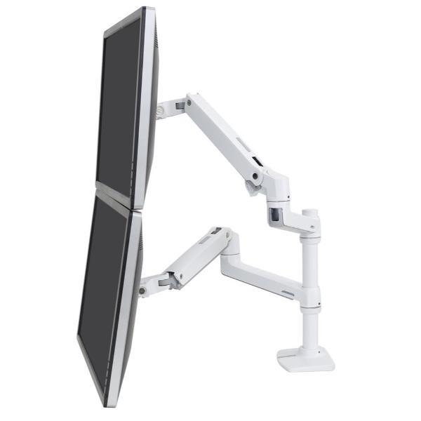 Ergotron LX - Kit montaggio (morsetto per montaggio su scrivania, asta, 2 bracci snodati, 2 staffe di prolunga) - per 2 display LCD - Alluminio, acciaio - bianco - dimensione schermo: fino a 24" - desktop