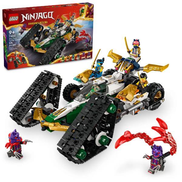 LEGO NINJAGO CINGOLATO DEL TEAM NINJA 4 IN 1 CON 2 MOTO ALIANTE FUORISTRADA E 6 MINIFIGURE