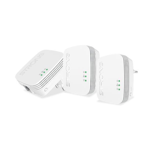 STRONG POWERLINE MINI 600 TRIO KIT 3 POWERLINE 600 Mbit/s RETE ELETTRICA BIANCO
