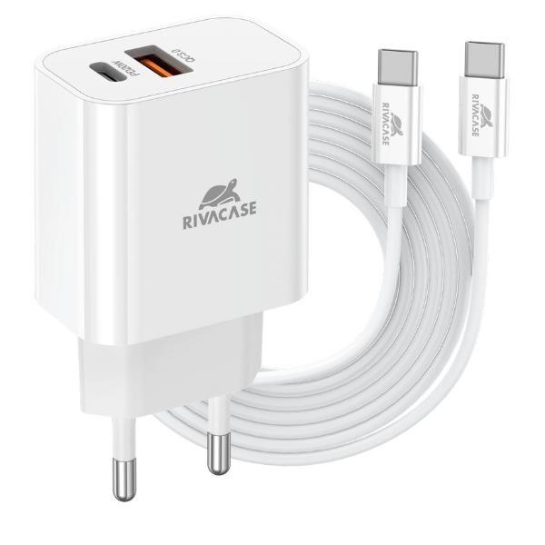 Rivacase CARICATORE DA PARETE USB-C 20W PD + CAVO USB C USB C