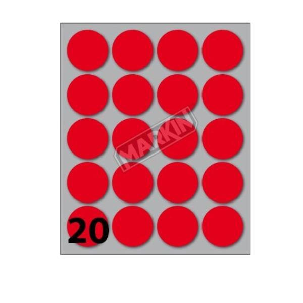 MARKIN ETICHETTE ADESIVE ROTONDE DIAMETRO 27 mm ROSSO CONF 200 Pz.