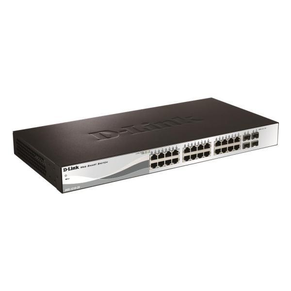D-Link Web Smart DGS-1210-24P - Switch - gestito - 24 x 10/100/1000 (PoE) + 4 x combinazione Gigabit Ethernet/Gigabit SFP - desktop, montabile su rack - PoE (193 W)