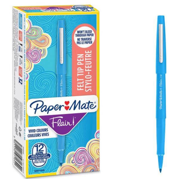 PAPERMATE FLAIR NYLON PENNA PUNTA IN FIBRA PUNTA 0.7 mm BLU CONF 12 Pz.