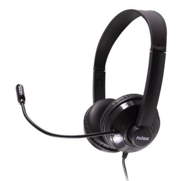 Nilox - Cuffie con microfono - over ear - cablato - USB - nero