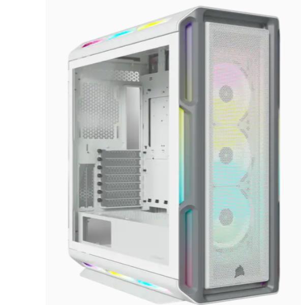 CORSAIR iCUE 5000T RGB - Mid tower - ATX esteso - pannello laterale finestrato (vetro temperato) - senza alimentazione (ATX) - bianco - USB/Audio