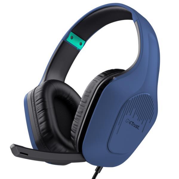 Trust GXT 415B Zirox - Cuffie con microfono - dimensione completa - cablato - jack 3,5 mm - blu