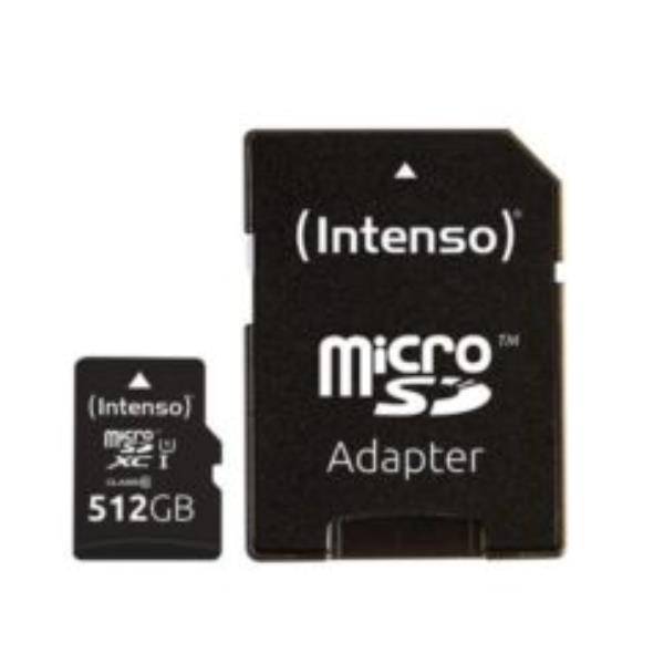 Intenso Premium - Scheda di memoria flash (adattatore da microSDXC a SD in dotazione) - 512 GB - UHS Class 1 / Class10 - UHS-I microSDXC