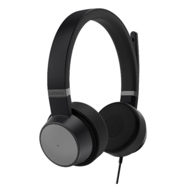 Lenovo Go - Cuffie con microfono - on-ear - cablato - eliminazione rumore attivata - USB-C - nero tuono - Certificato per Skype for Business, Certificato per i team Microsoft - per IdeaPad S340-14; ThinkCentre M80s Gen 3; M90a Gen 3; M90a Pro Gen 3; M90t