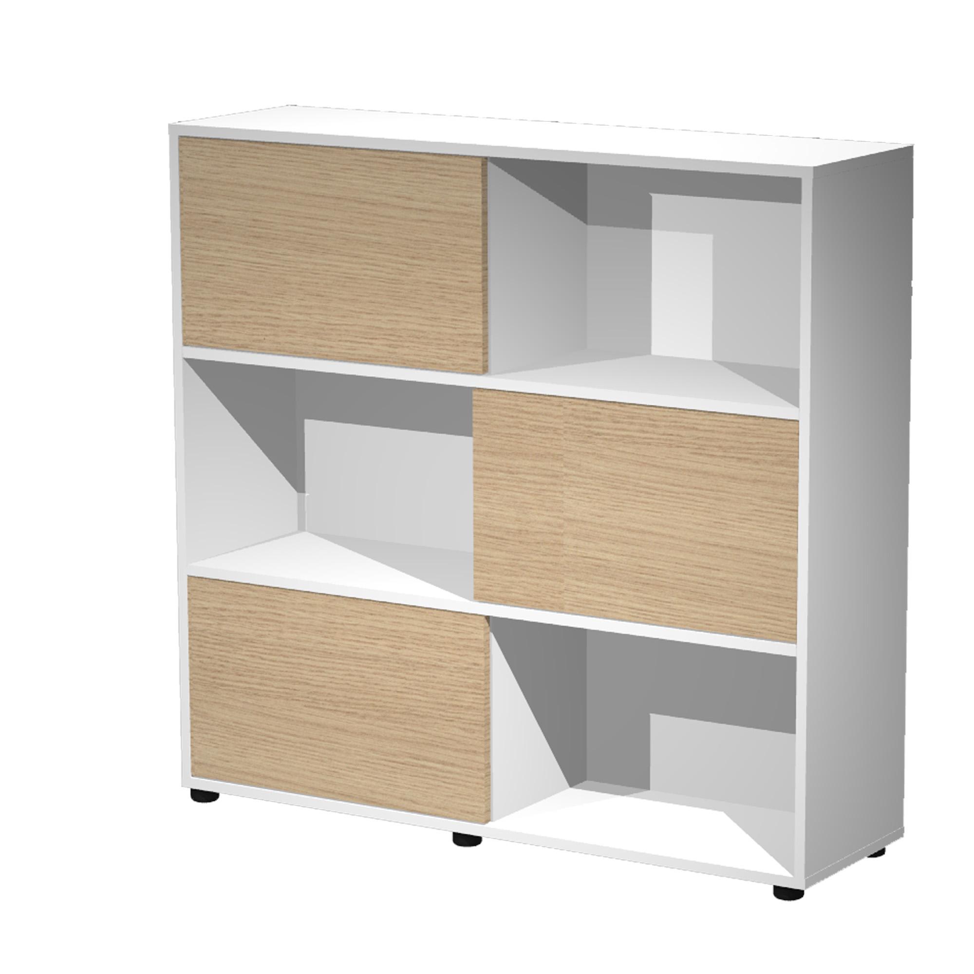 Libreria bassa Tetris a 3 ripiani ante scorrevoli …