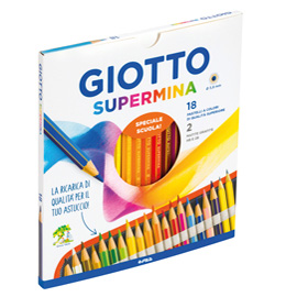 GIOTTO SUPERMINA PASTELLI COLORI ASSORTITI CONF 18 Pz. + 2 MATITE IN GRAFITE HB/2B
