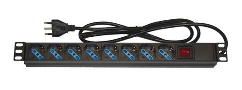 LINK MULTIPRESA DA RACK 19" CON INTERRUTTORE 8 PRESE UNIVERSALI CON INTERRUTTORE SPINA ITALIANA 16A MAX 3500 W CAVO 1.75 MT