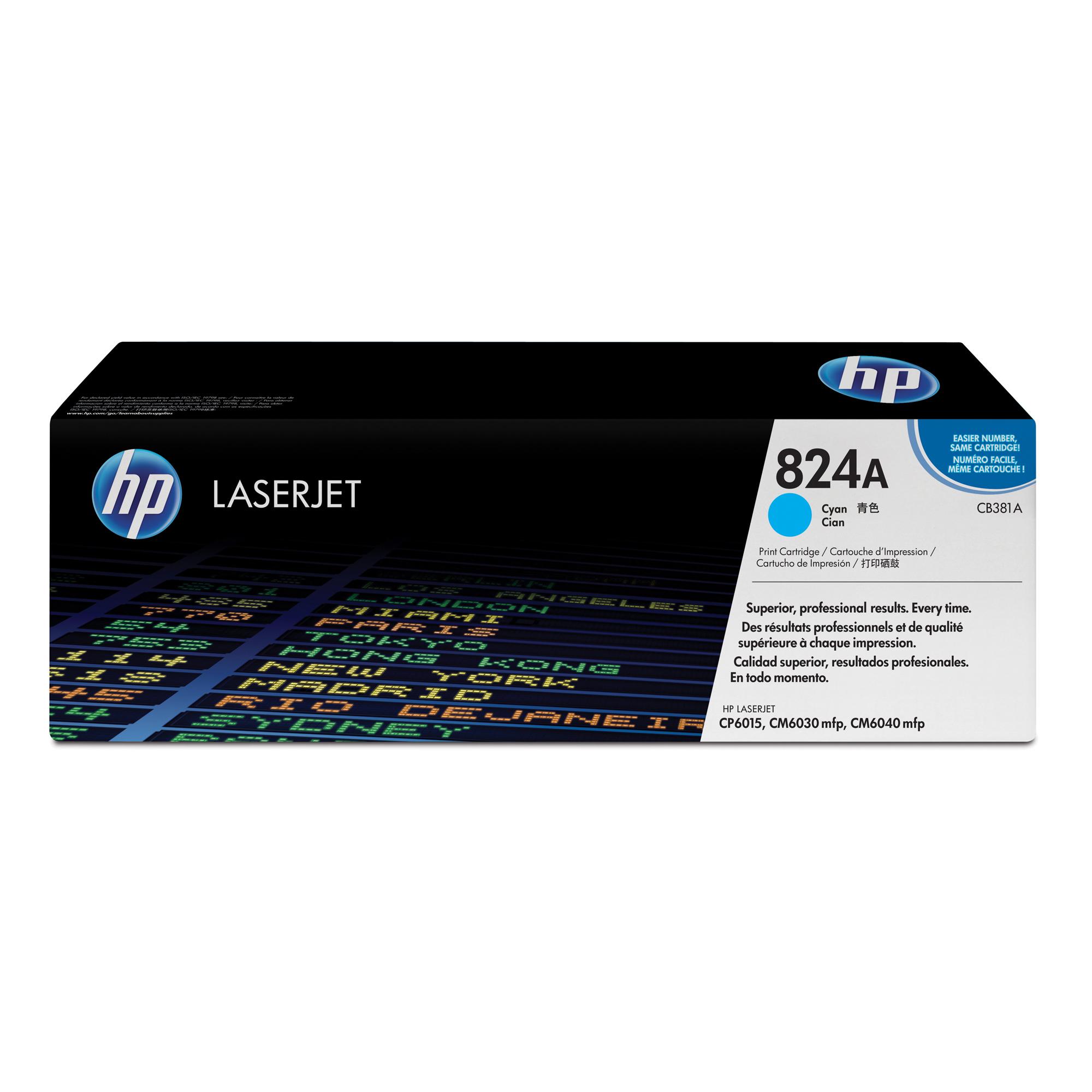HP 824A - Ciano - originale - LaserJet - cartuccia toner (CB381A) - per Color LaserJet CM6030, CM6040, CP6015