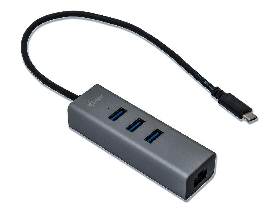 i-Tec USB-C Metal 3-Port - Hub - 3 x SuperSpeed USB 3.0 + 1 x 10/100/1000 - desktop