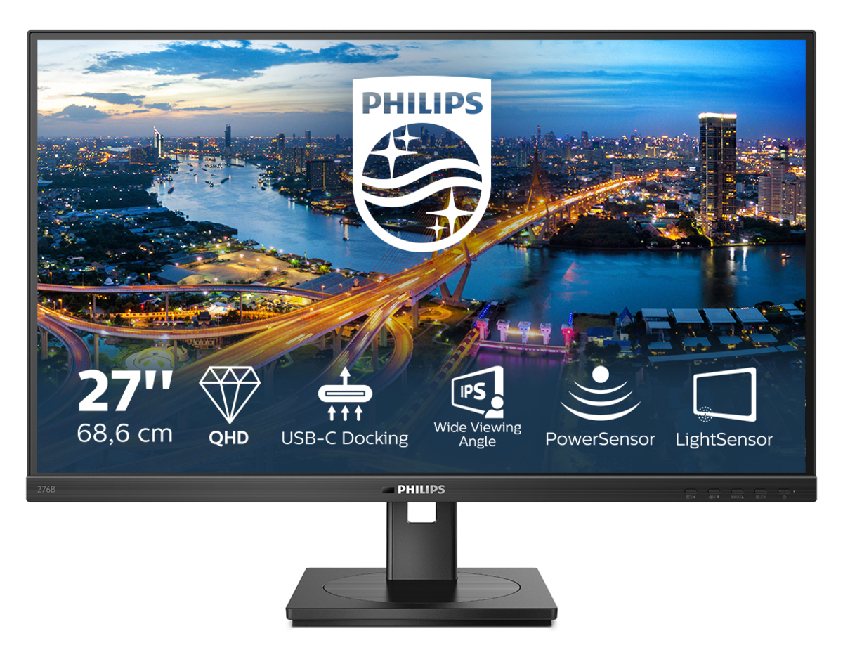 PHILIPS 276B1/00 B-LINE 27" LED IPS QHD 75 Hz 4MS CONTRASTO 1000:1 HUB USB 2xHDMI DISPLAYPORT USB-C 90W ALTOPARLANTI INCORPORATI NERO